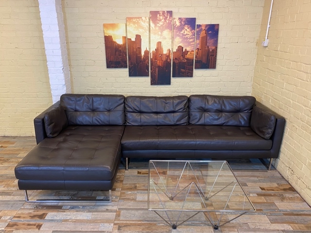 Dwell Plush Brown Leather Corner Sofa