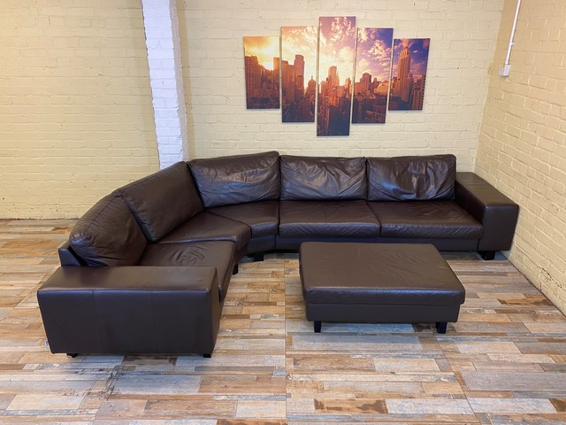 Bo Concept Brown Leather Corner Sofa