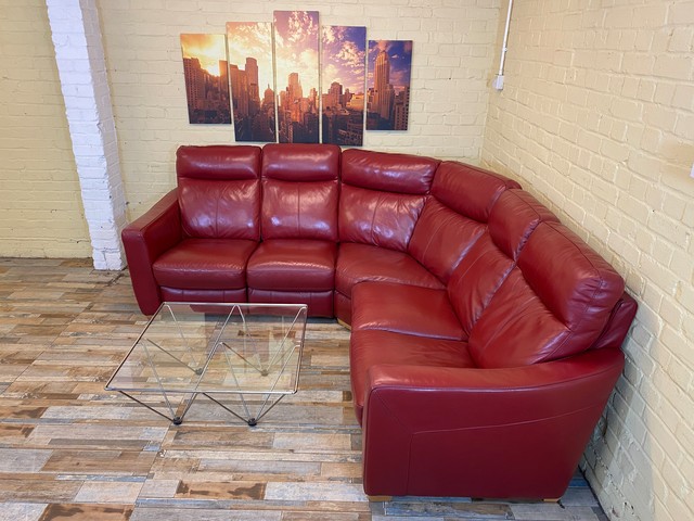 Wonderful Red Leather Corner Sofa
