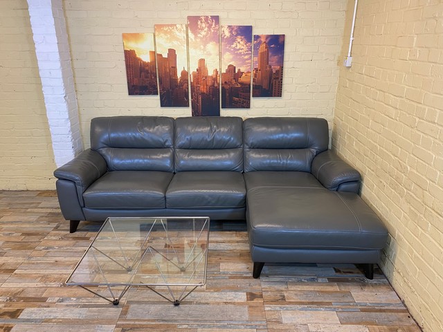 Perfect Grey Leather Corner Sofa