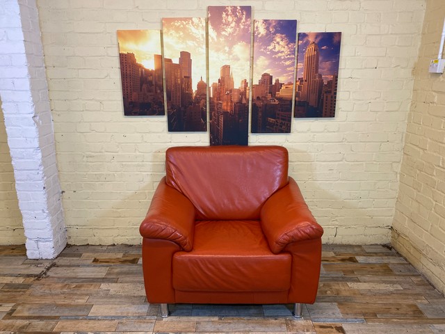 Comfy Orange Leather Armchair
