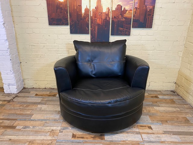 BlackLeather Swivel Armchair