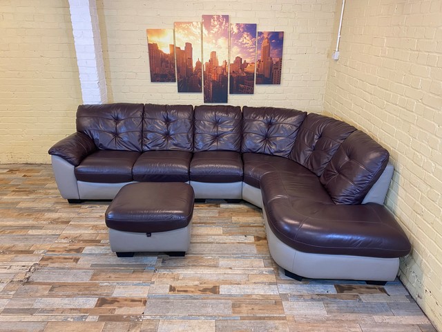 Fantastic Grey/Brown Leather Corner Sofa