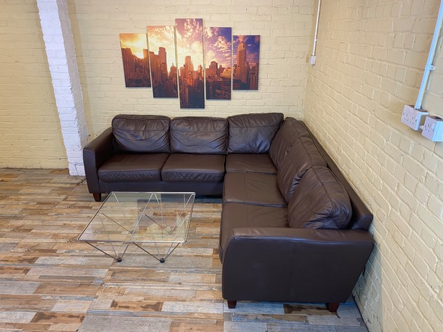 Deep Comfort Brown Leather Corner Sofa