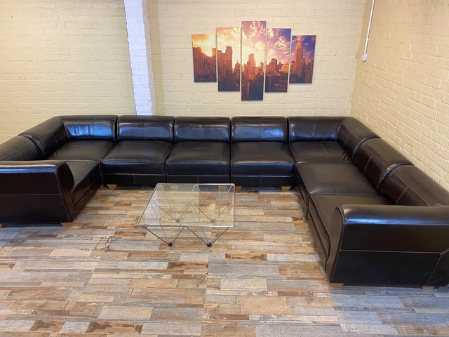 HUGE 8 Piece Brown Modular Leather Corner Sofa