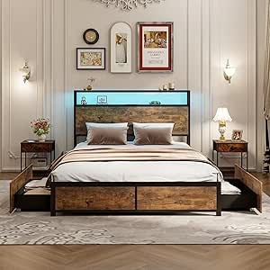 RELAX4LIFE Double/King Size Bed Frame with LED Lig