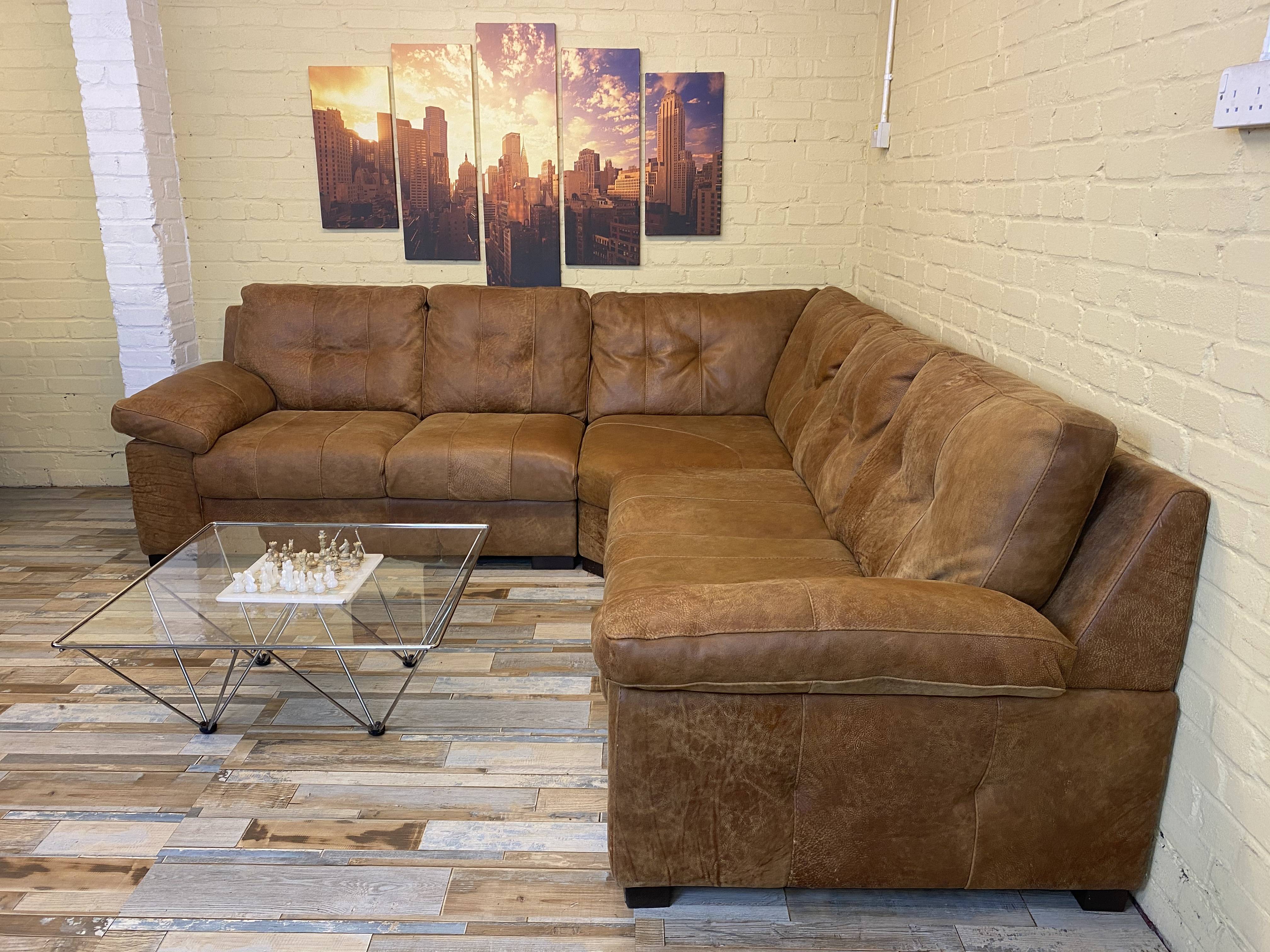 African Cow Hide Leather Corner Sofa
