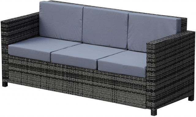 Outsunny 3 Seater Rattan Sofa All-Weather