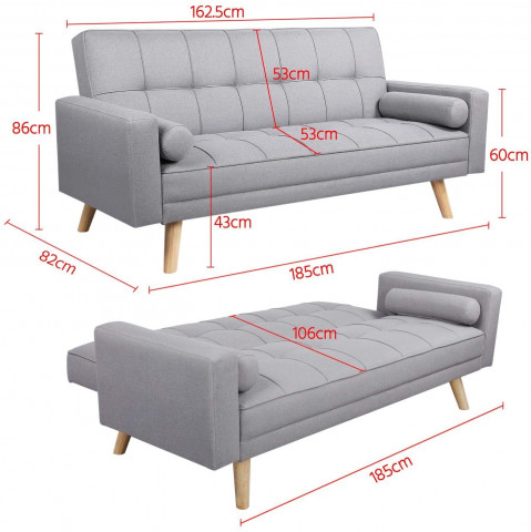 Yaheetech Fabric Padded Sofabed 3 Seater