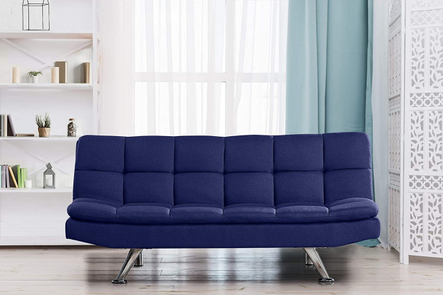 Comfy Living Fabric Padded 3 Seater(Blue)