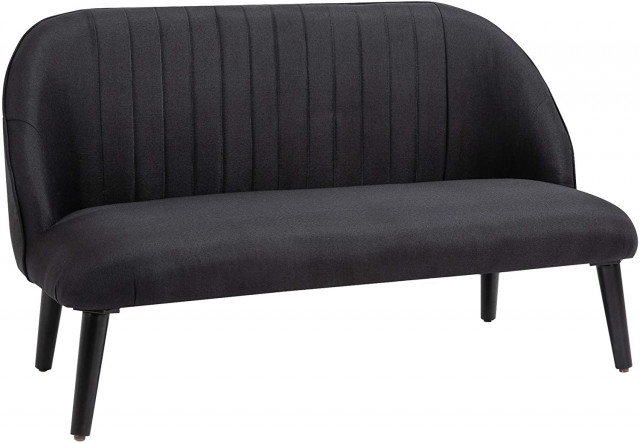 HOMCOM Linen Loveseat 2 Seater Sofa w/Wood Legs
