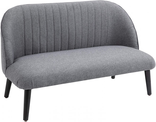 HOMCOM Linen Loveseat 2 Seater Sofa w/Wood