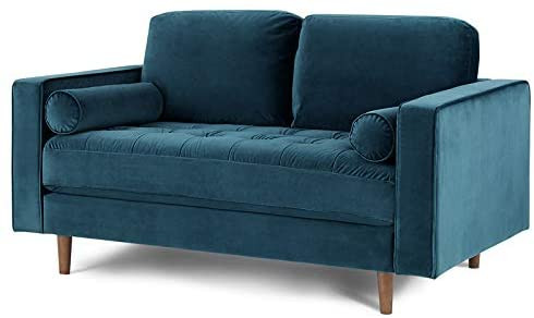 Soft Velvet Upholstered Sofa Set (Petrol, 2 Seat)