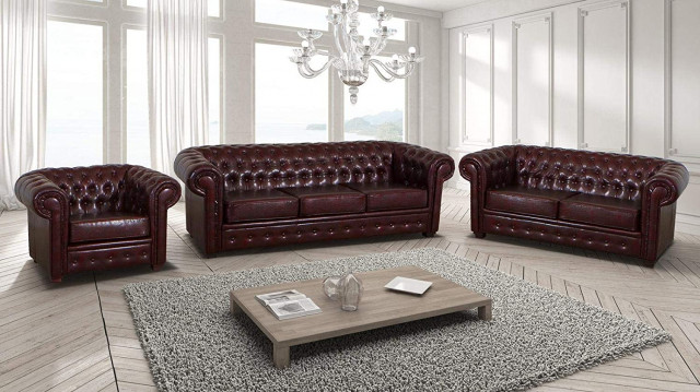 CHESTERFIELD style (2 seater lux Antique Brown)