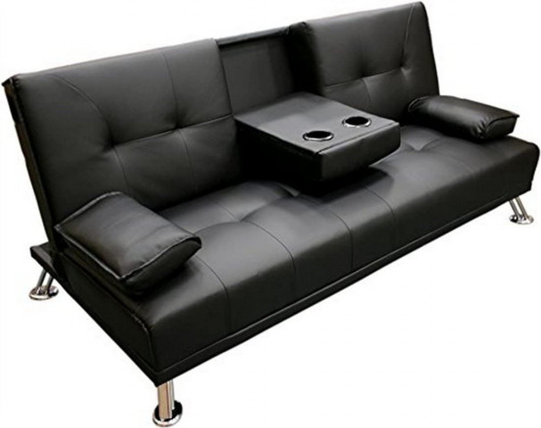Humza Amani Faux Leather Folding Sofa (Black)
