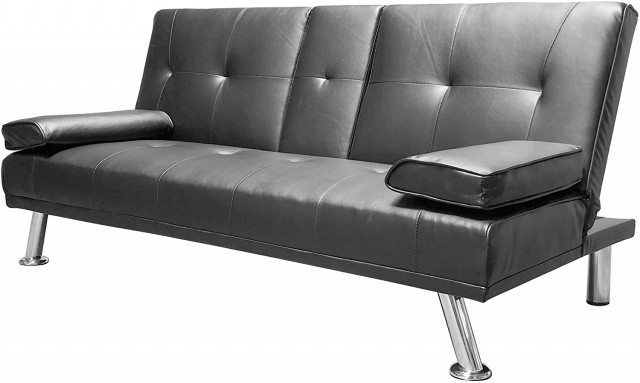 Humza Amani Faux Leather Folding Sofa (Grey)