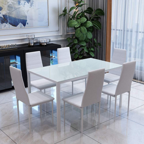YFMXO Dining Table and Chairs Set 6 White