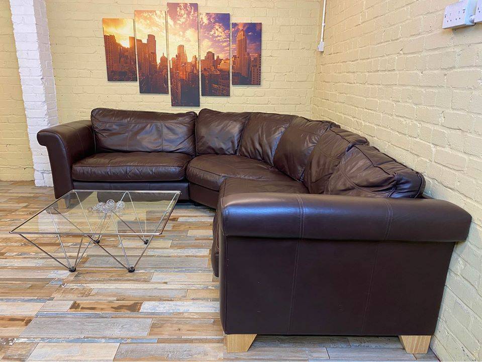 Comfy Family Brown Leather Corner Sofa