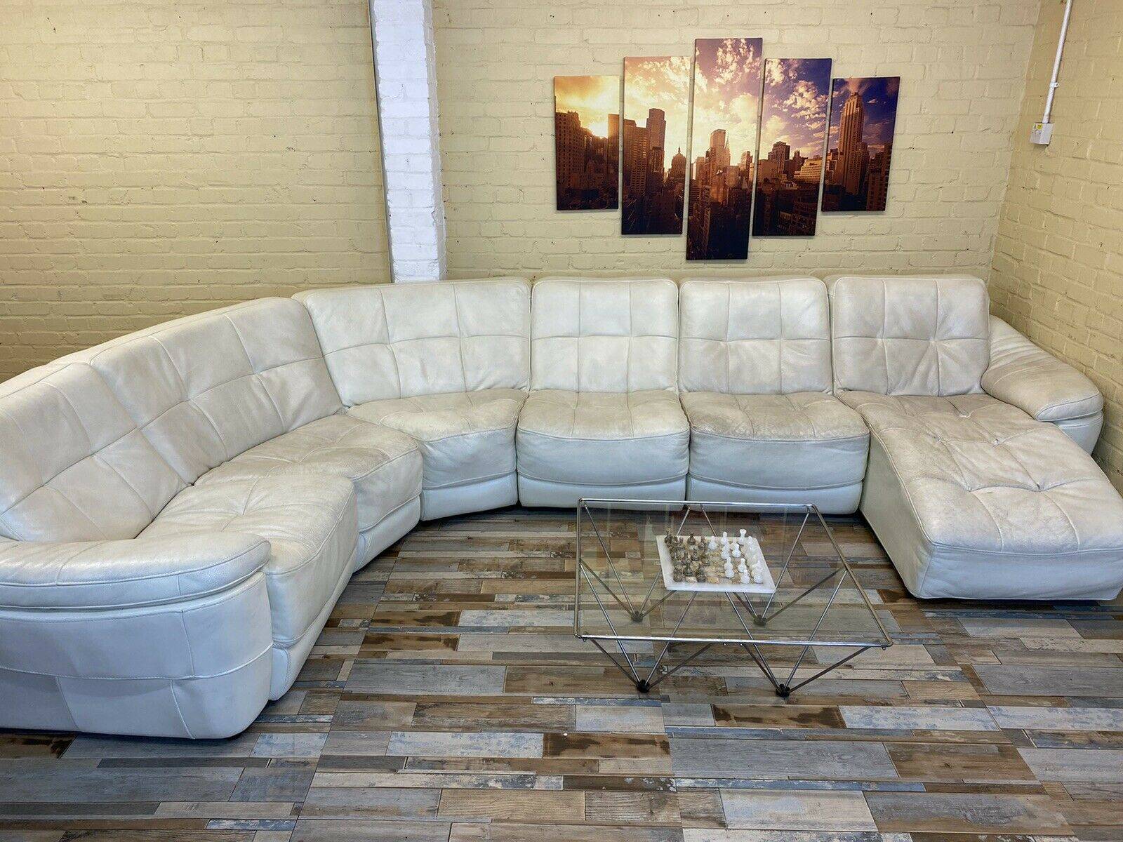 Modular Cream Comfy Leather Corner Sofa