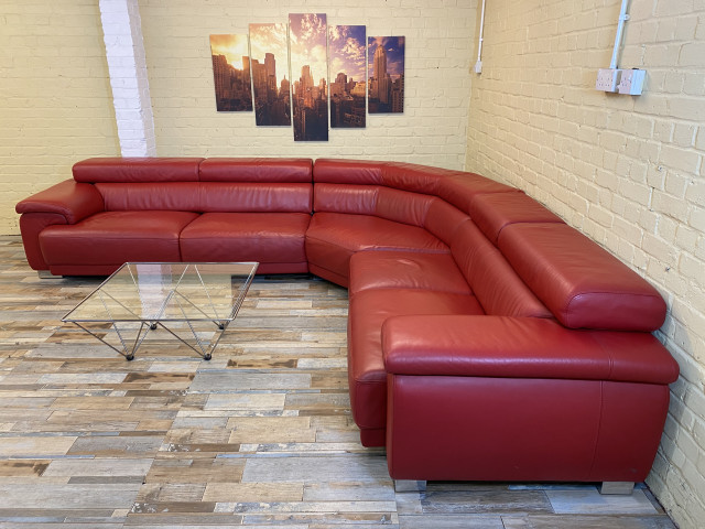 Prestigious Red Leather Corner Sofa (KT)
