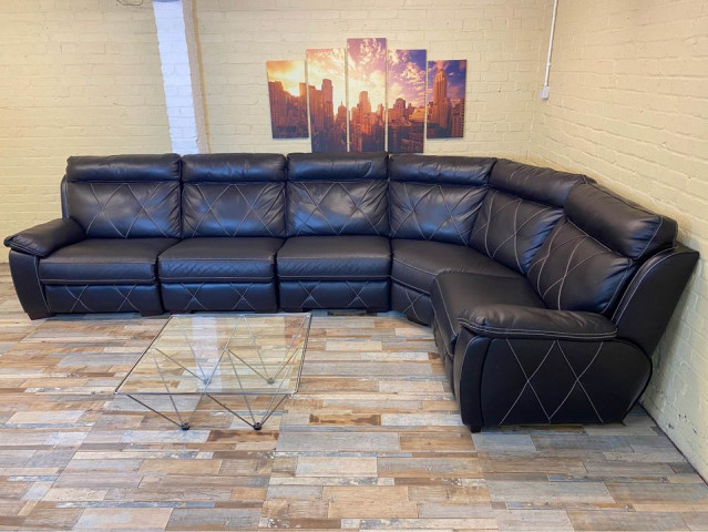 Huge Brown Modular Leather Corner Sofa