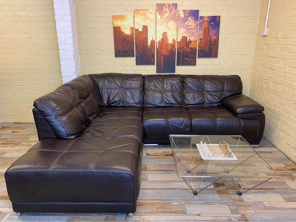 Awesome Brown Leather Corner Sofa