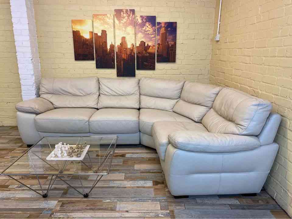 Super Comfy Cream Leather Corner Sofa