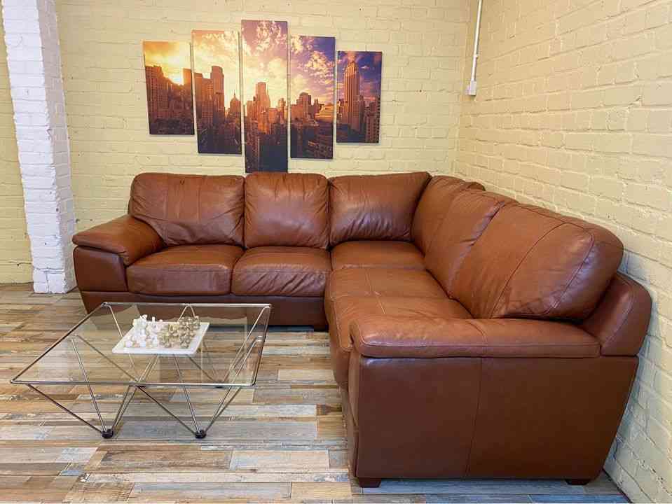 Super Comfy Brown Leather Corner Sofa