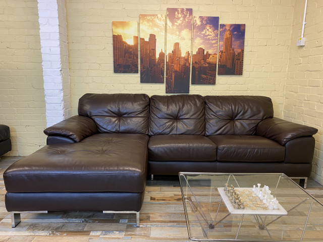Incredible Brown Leather Corner Sofa