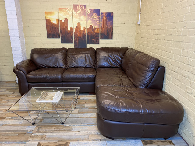 Superb Brown Leather Corner Sofa