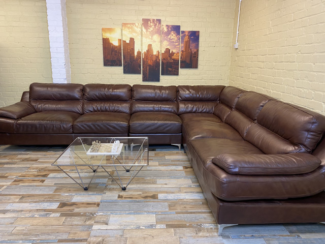 HUGE Modular Brown Leather Corner Sofa