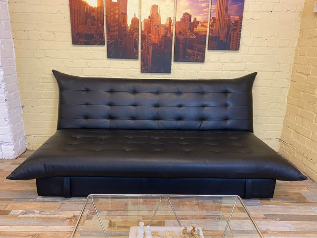 Black Leather Sofa Bed
