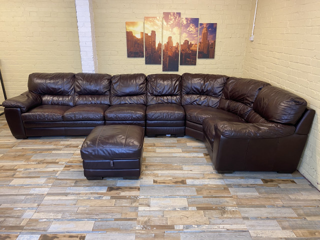 HUGE Versatile Brown Leather Corner Sofa