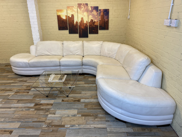 HUGE White Leather Corner Sofa