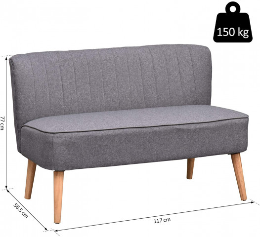 HOMCOM Modern Double Seat Sofa Loveseat Couch 2 Se