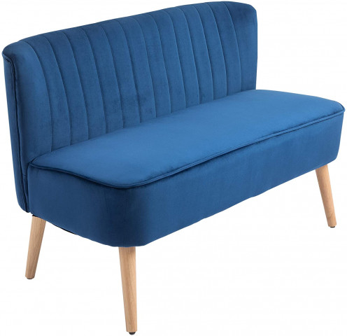 HOMCOM Modern Velvet Double Seat Sofa w/Wood Frame