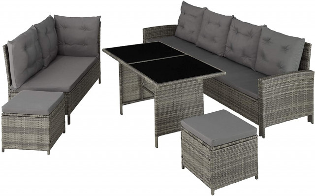 TecTake 800824 Rattan Garden Furniture Set with Co