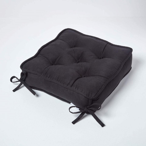 HOMESCAPES Black Dining Chair Booster Cushion Larg