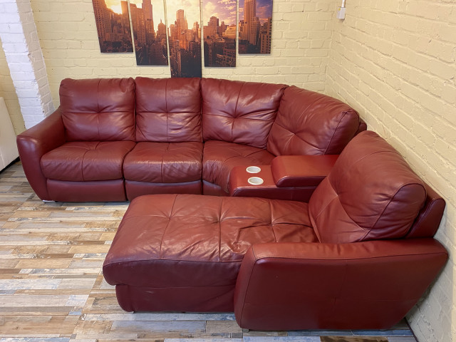 Great Red Leather Corner Sofa